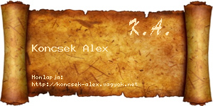 Koncsek Alex névjegykártya